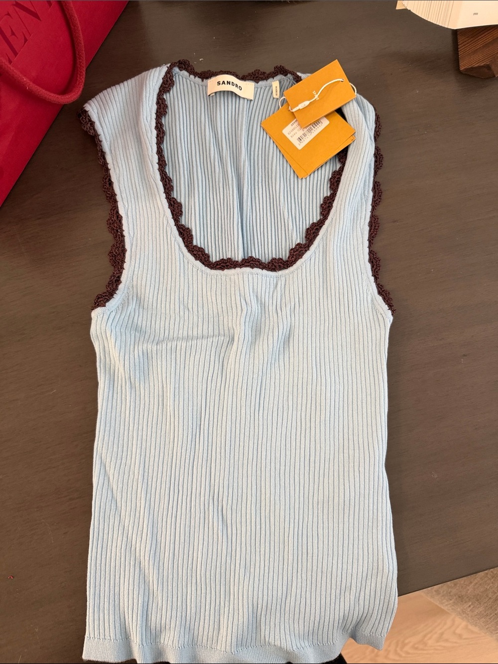 Sandro Belize Crochet Trim Tank Top